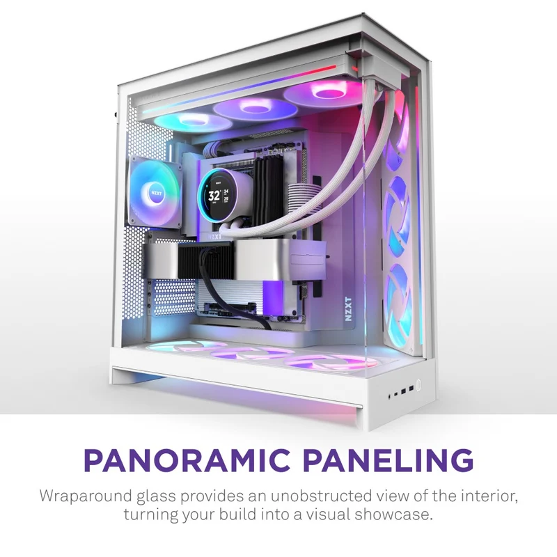NZXT H9 Flow RGB+ Large Dual-Chamber Mid-Tower ATX Airflow Case with RGB & Control Hub (Black, White)