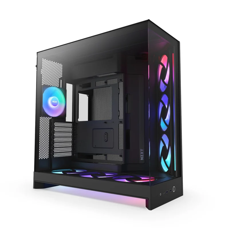 NZXT H9 Flow RGB+ Large Dual-Chamber Mid-Tower ATX Airflow Case with RGB & Control Hub (Black, White)