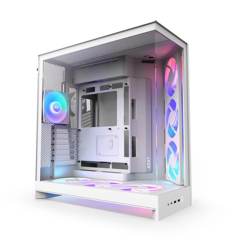 NZXT H9 Flow RGB+ Large Dual-Chamber Mid-Tower ATX Airflow Case with RGB & Control Hub (Black, White)