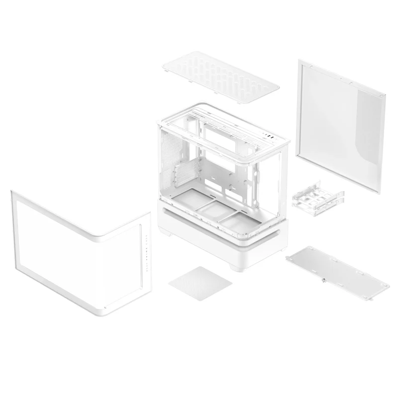 Asus Prime AP202 Air Floating mATX Curved Glass Panel Panoramic PC Case (Black, White)
