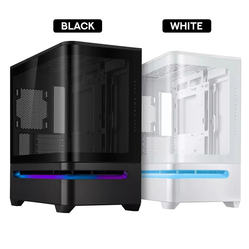 Asus Prime AP202 Air Floating mATX Curved Glass Panel Panoramic PC Case (Black, White)