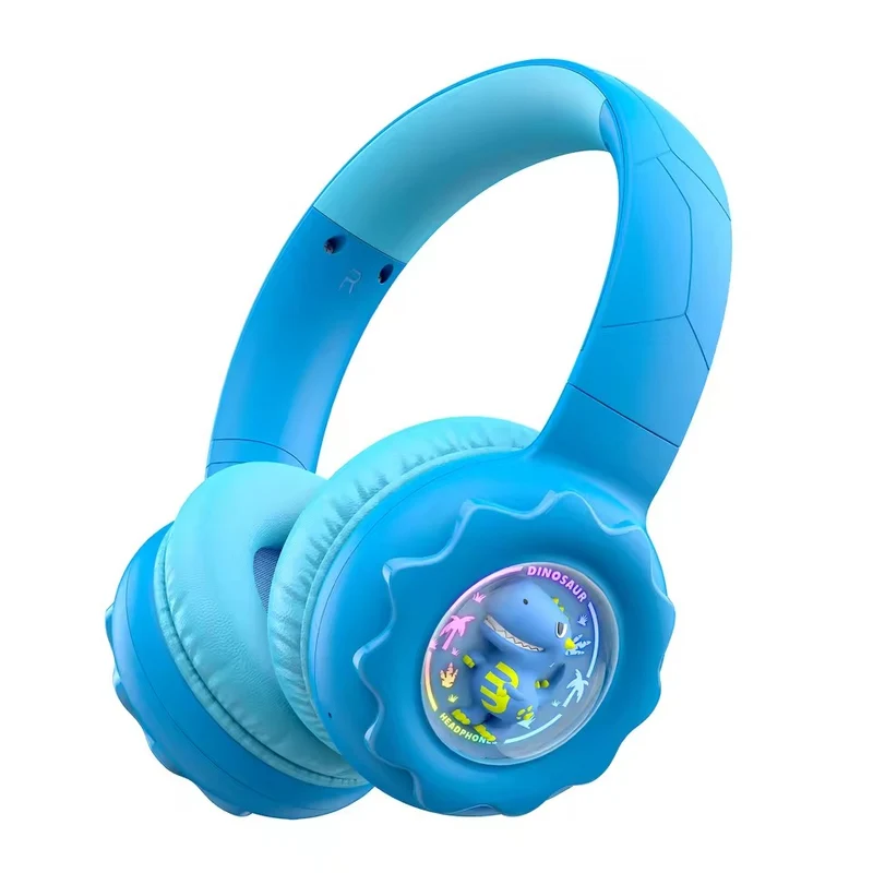 Onikuma B30 Little Dinosaur Ear Wireless Headset with 85dB Kids Ear Protection (Blue)