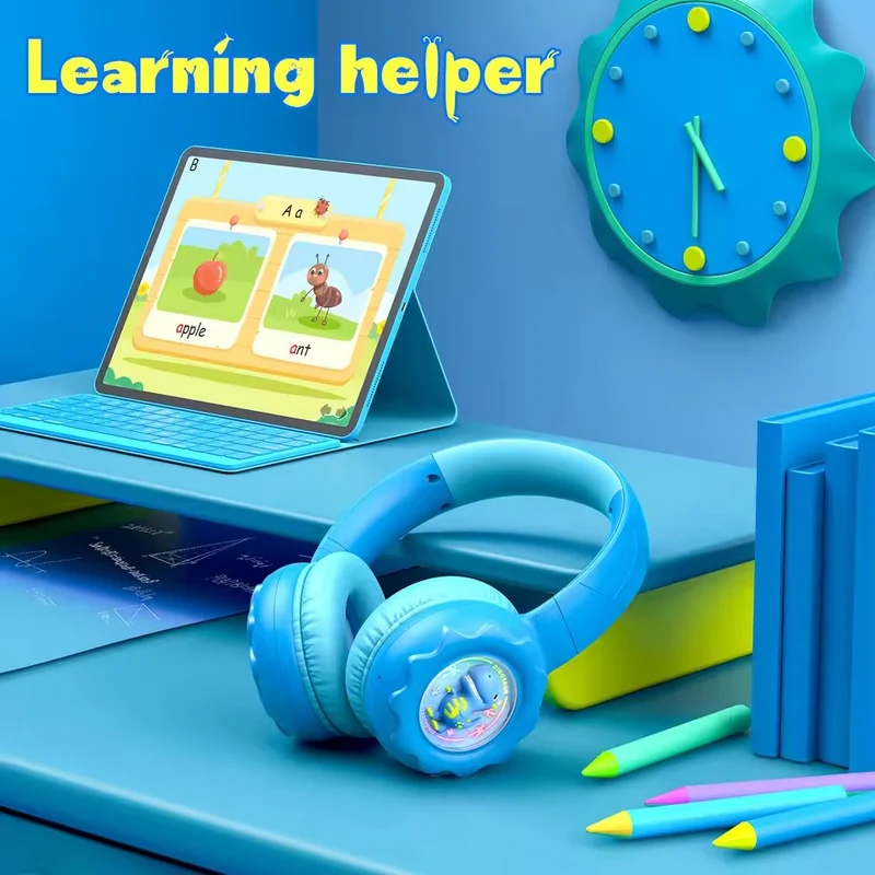 Onikuma B30 Little Dinosaur Ear Wireless Headset with 85dB Kids Ear Protection (Blue)