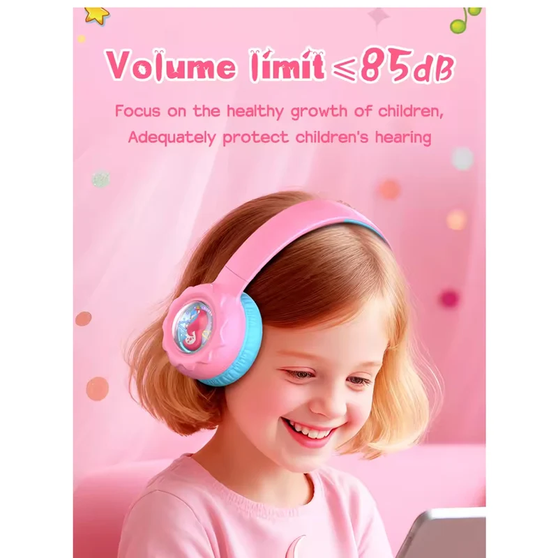 Onikuma B30 Unicorn Ear Wireless Headset with 85dB Kids Ear Protection (Pink)