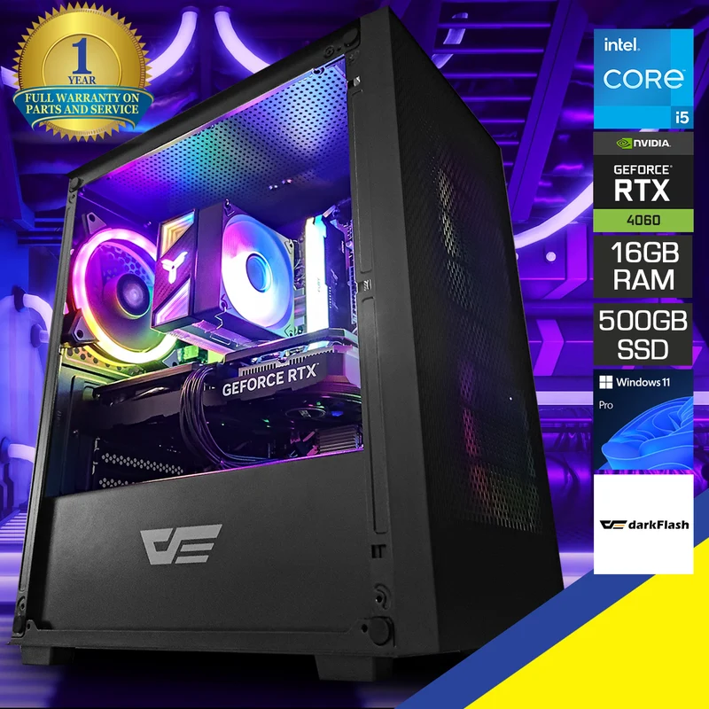 Alpha M305 Black Desktop Gaming PC | Intel i5 12400F | 16GB RAM | 500GB SSD | RTX 4060 | Windows 11 Pro