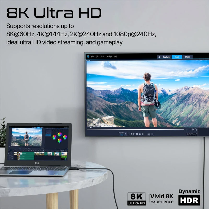 Promate DPLink-120 8K@60Hz High-Definition 120cm DisplayPort Cable