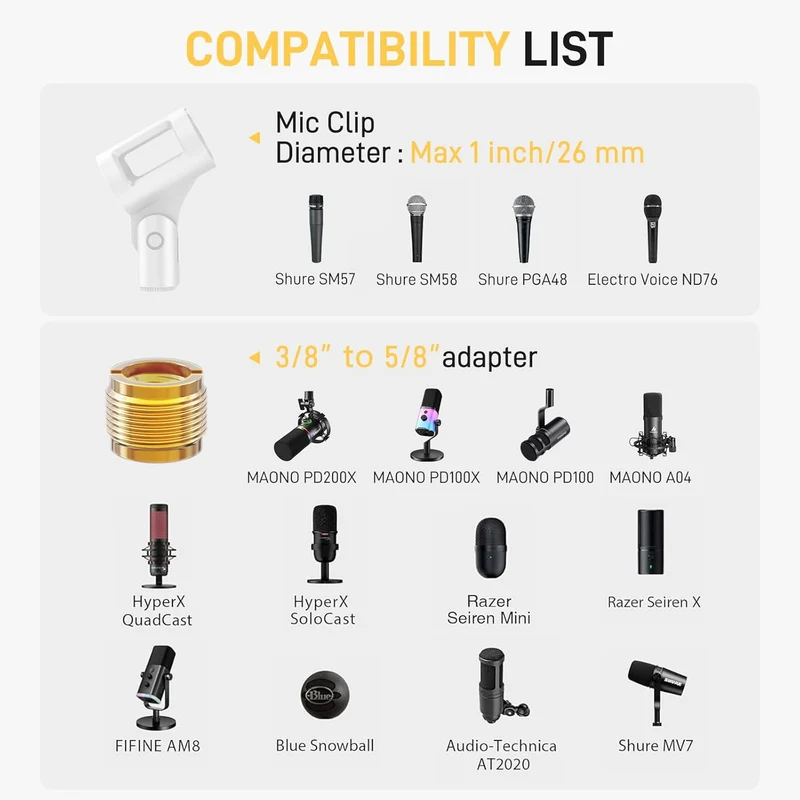 Maono DM40 Pro S Wireless RGB Condenser Gaming Desktop Microphone with Boom Arm (Black, White)