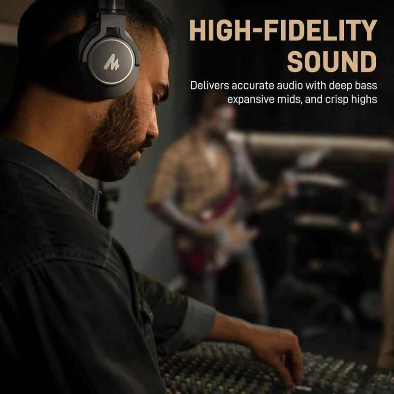 Maono MH700 Professional Studio Monitoring Headphones (Silver/Brown, Black)