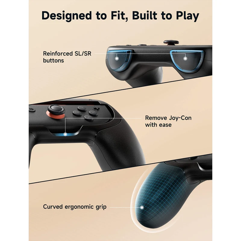 JSAUX JoyVerse Series Single Grip for Nintendo Switch 2 Joy-Con (Black) (GP0401A)