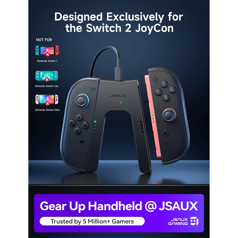 JSAUX JoyVerse Series Dual Grip for Nintendo Switch 2 Joy-Con (Black) (GP0401)