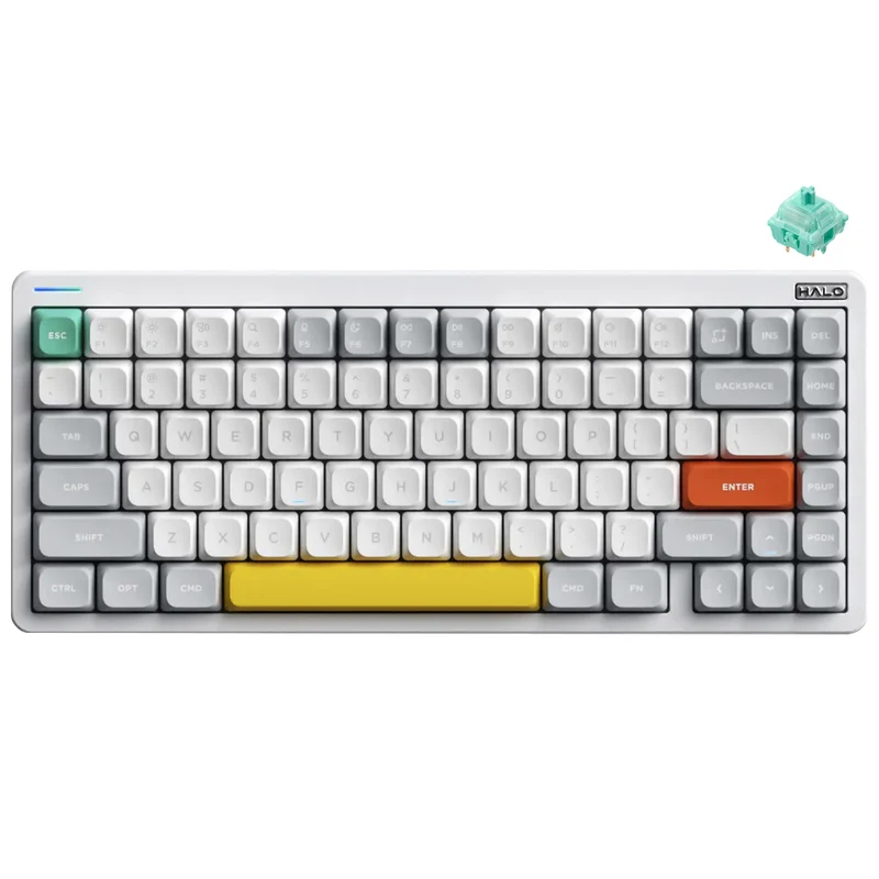 NuPhy Halo75 V2 QMK/VIA RGB Hot-Swappable 83-Key Wireless Mechanical Keyboard (Iconic White) (Mint Switch, Blush Switch)