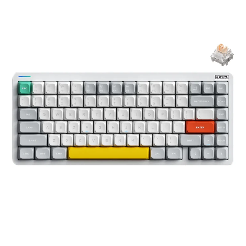 NuPhy Halo75 V2 QMK/VIA RGB Hot-Swappable 83-Key Wireless Mechanical Keyboard (Iconic White) (Mint Switch, Blush Switch)