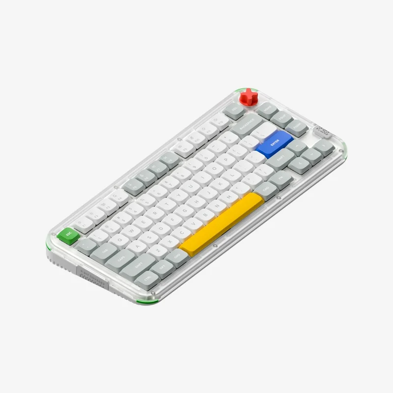 NuPhy Kick75 Hybrid Low-Profile IO RGB Hot-Swappable 80-Key Custom Mechanical Wireless Keyboard (Tape Gray) (Blush Switch, Red Switch)