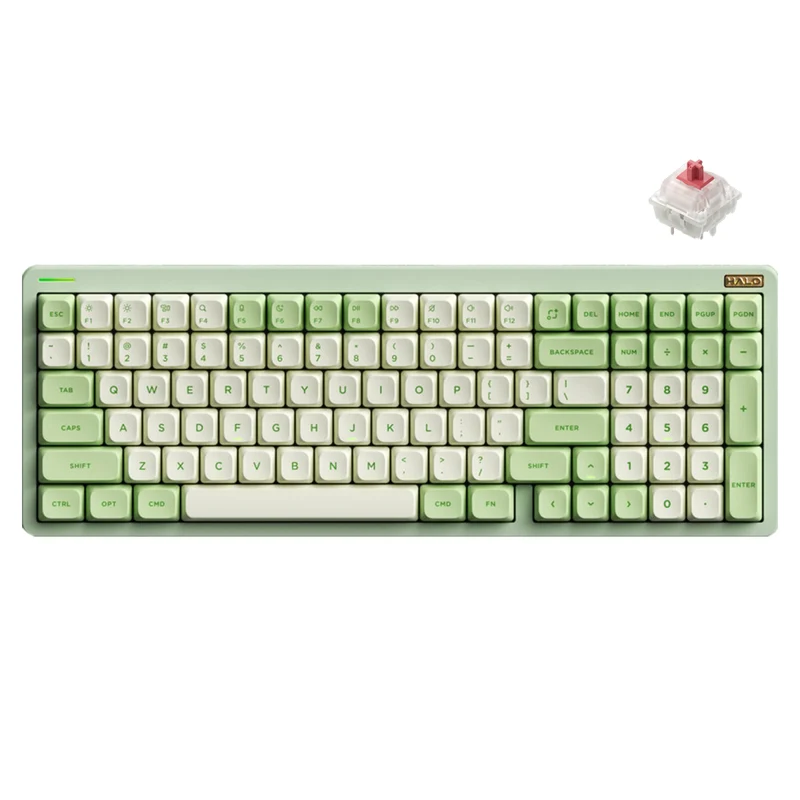 NuPhy Halo96 V2 QMK/VIA RGB Hot-Swappable 99-Key Wireless Mechanical Keyboard (Mojito) (Silent Red Clear-Top Switch)