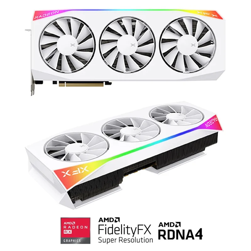 XFX Mercury AMD Radeon RX 9070 XT OC Gaming Ed. with RGB 16GB GDDR6 Graphics Card (White) (RX-97TRGBBW9)