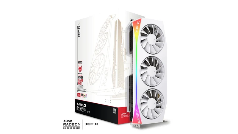 XFX Mercury AMD Radeon RX 9070 XT OC Gaming Ed. with RGB 16GB GDDR6 Graphics Card (White) (RX-97TRGBBW9)