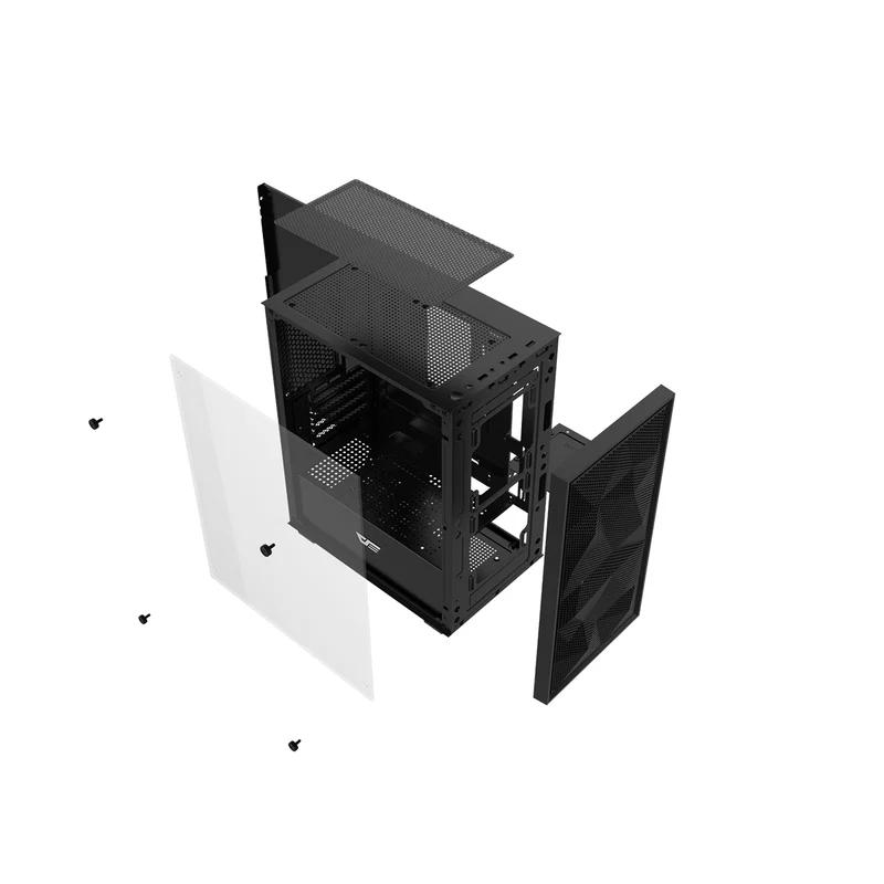 DarkFlash M305 Mesh TG Panel Luxury M-ATX PC Case (Black, White)