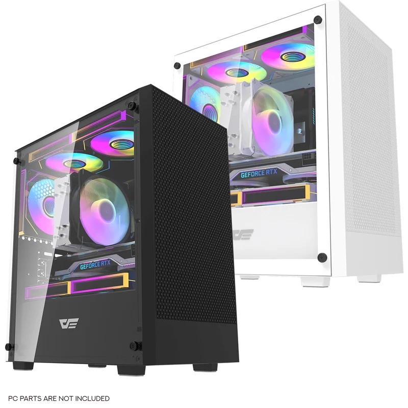 DarkFlash M305 TG Panel Luxury M-ATX PC Case (Black, White)