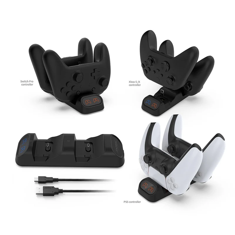 Dobe Charging Dock for PS5 / Switch Pro / GameSir / Xbox Series S/X / Google Controller (Black) TY-0811S