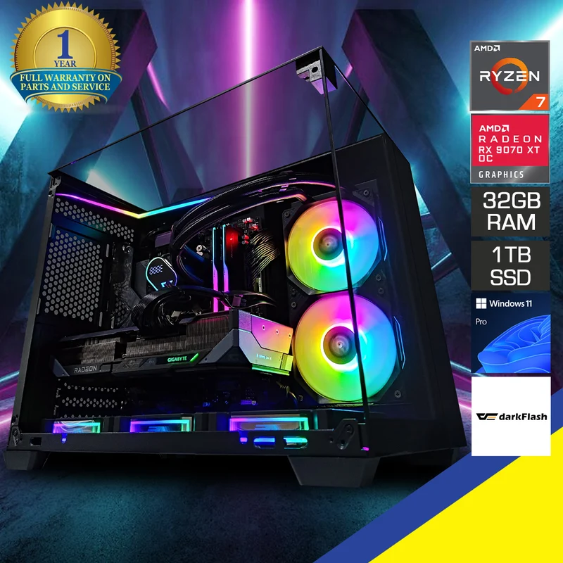 Sophos TH285 Black Desktop Gaming PC | AMD Ryzen 7 7700 | 32GB RAM | 1TB SSD | with WiFi + Bluetooth | RX 9070 XT OC | Windows 11 Pro