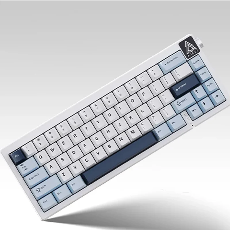 Ajazz AK650 RGB Wired 66-Key Gasket-Mounted Hot-Swappable Mechanical Keyboard (Blue/White/Blue) (Sea Salt Switch)