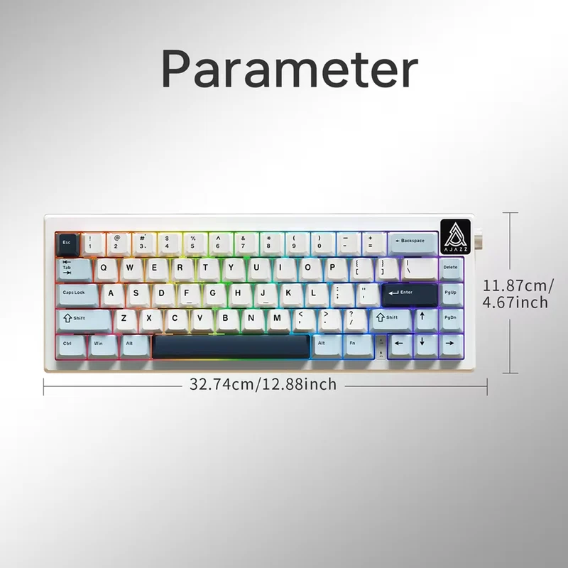 Ajazz AK650 RGB Wired 66-Key Gasket-Mounted Hot-Swappable Mechanical Keyboard (Blue/White/Blue) (Sea Salt Switch)