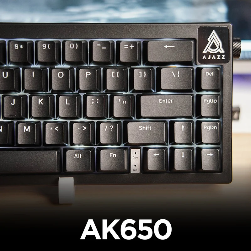 Ajazz AK650 White Backlit Wired 66-Key Gasket-Mounted Hot-Swappable Mechanical Keyboard (Black) (Red Switch)