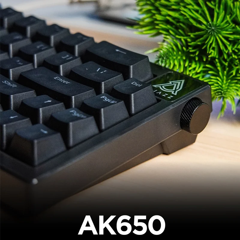 Ajazz AK650 White Backlit Wired 66-Key Gasket-Mounted Hot-Swappable Mechanical Keyboard (Black) (Red Switch)