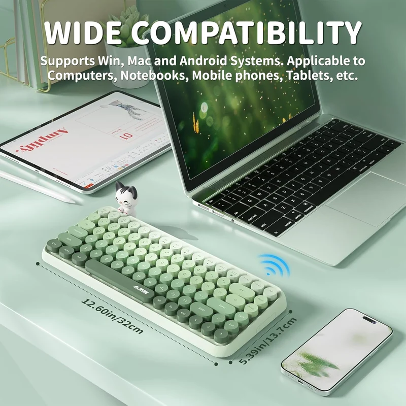 Ajazz 308I 84-Keys Bluetooth Wireless Membrane Keyboard (Milk Green)