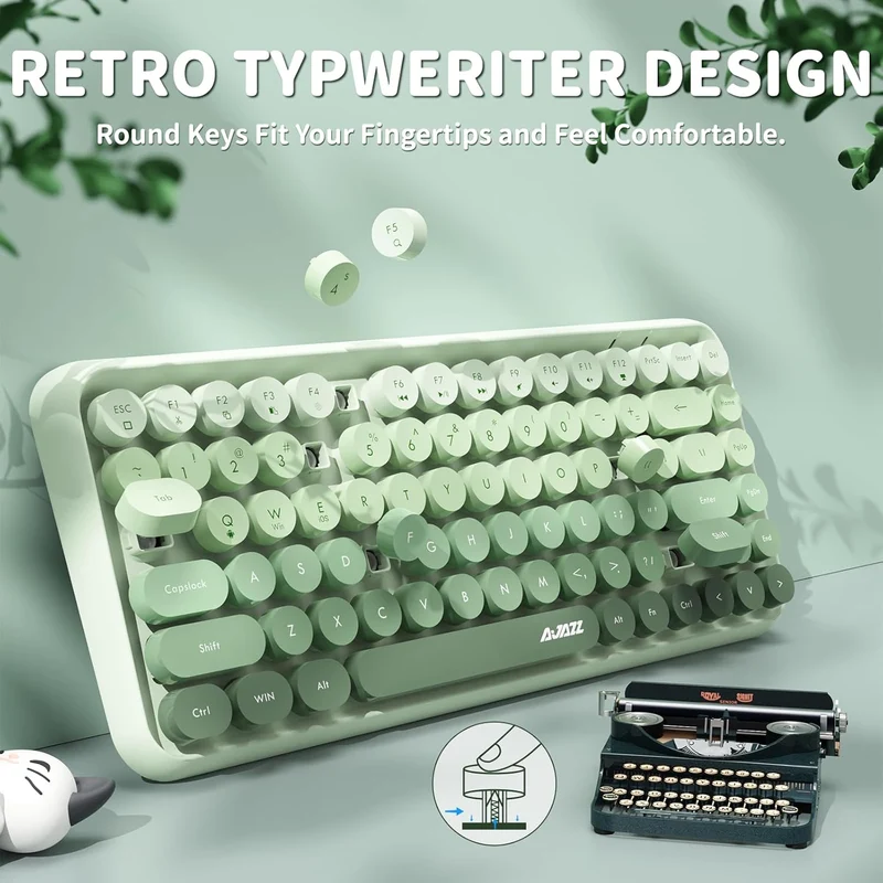Ajazz 308I 84-Keys Bluetooth Wireless Membrane Keyboard (Milk Green)