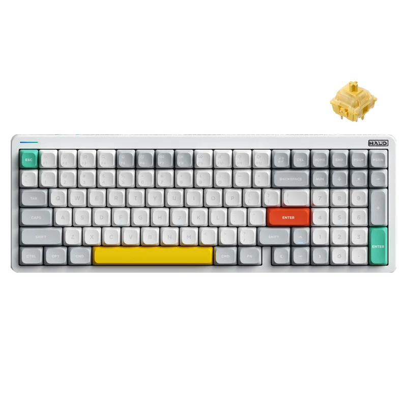 NuPhy Halo96 V2 QMK/VIA RGB Hot-Swappable 99-Key Wireless Mechanical Keyboard (Iconic White) (Lemon Switch)