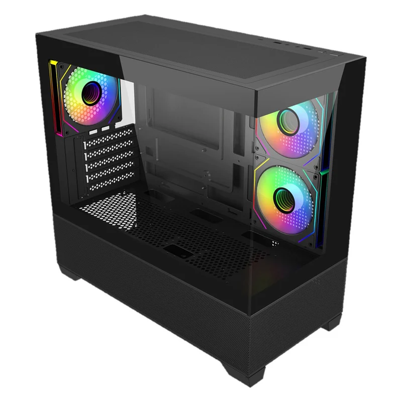 Cooler Master Elite 490 Tempered Glass mATX Case (Black, White)