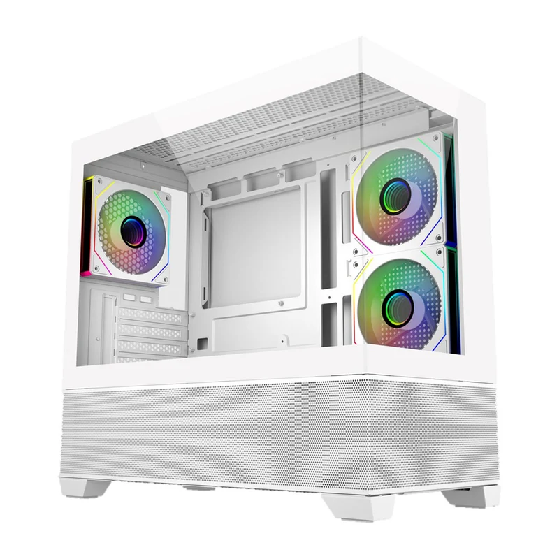 Cooler Master Elite 490 Tempered Glass mATX Case (Black, White)