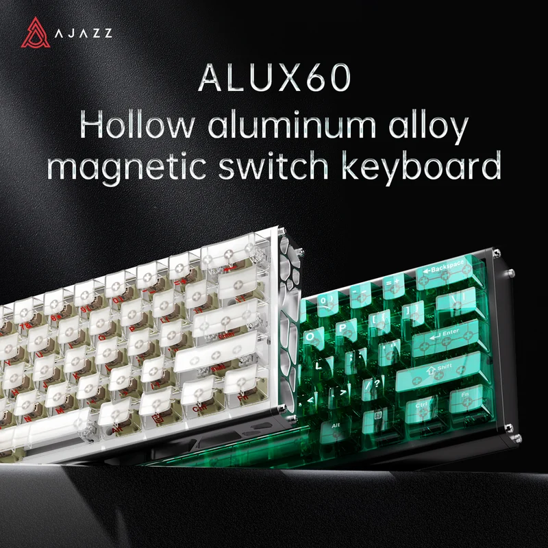 Ajazz ALUX60 RGB Wired 61-Keys Aluminum CNC Case Hot-Swappable Mechanical Keyboard (Transparent Red) (Soldier King Magnetic Switch)