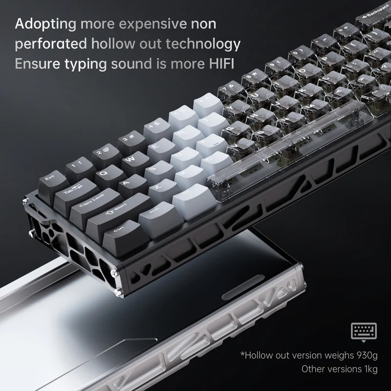 Ajazz ALUX60 RGB Wired 61-Keys Aluminum CNC Case Hot-Swappable Mechanical Keyboard (Transparent Red) (Soldier King Magnetic Switch)