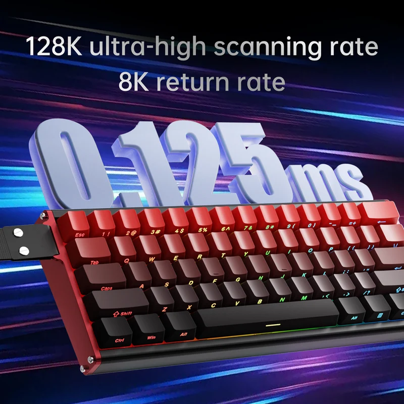 Ajazz ALUX60 RGB Wired 61-Keys Aluminum CNC Case Hot-Swappable Mechanical Keyboard (Transparent Red) (Soldier King Magnetic Switch)