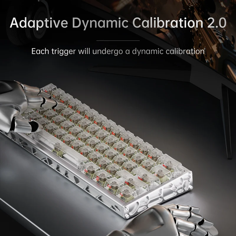 Ajazz ALUX60 RGB Wired 61-Keys Aluminum CNC Case Hot-Swappable Mechanical Keyboard (Transparent Red) (Soldier King Magnetic Switch)