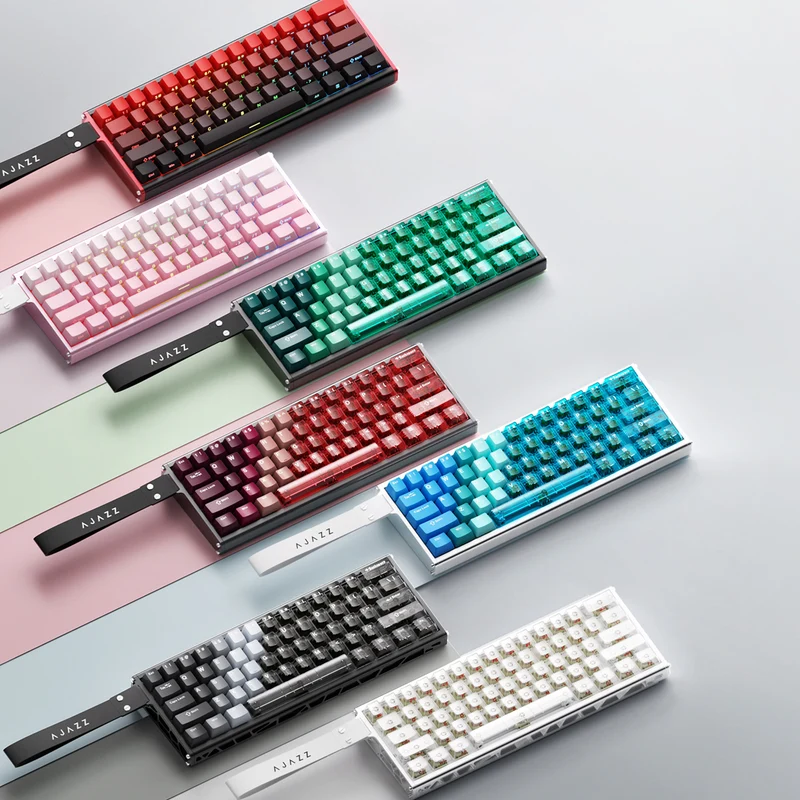 Ajazz ALUX60 RGB Wired 61-Keys Aluminum CNC Case Hot-Swappable Mechanical Keyboard (Transparent Red) (Soldier King Magnetic Switch)