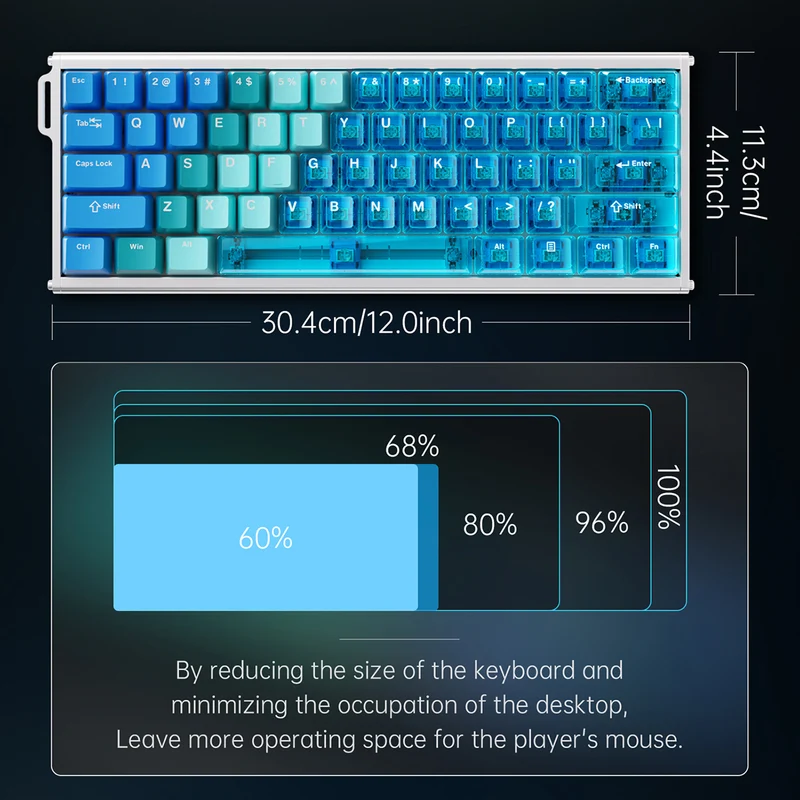 Ajazz ALUX60 RGB Wired 61-Keys Aluminum CNC Case Hot-Swappable Mechanical Keyboard (Transparent Red) (Soldier King Magnetic Switch)