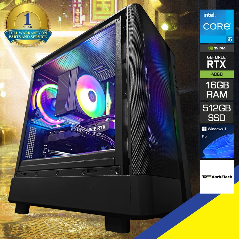 Alpha DB330M Mesh Black Desktop Gaming PC | Intel i5 12400F | 16GB RAM | 512GB SSD | GeForce RTX 4060 | Windows 11 Pro