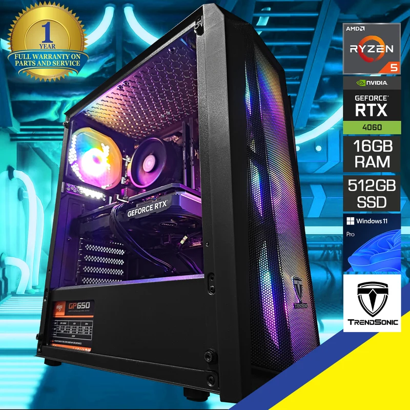 Alpha Cronus Black Desktop Gaming PC | AMD Ryzen 5 5600 | 16GB RAM | 512GB SSD with WiFi + Bluetooth | GeForce RTX 4060 | Windows 11 Pro