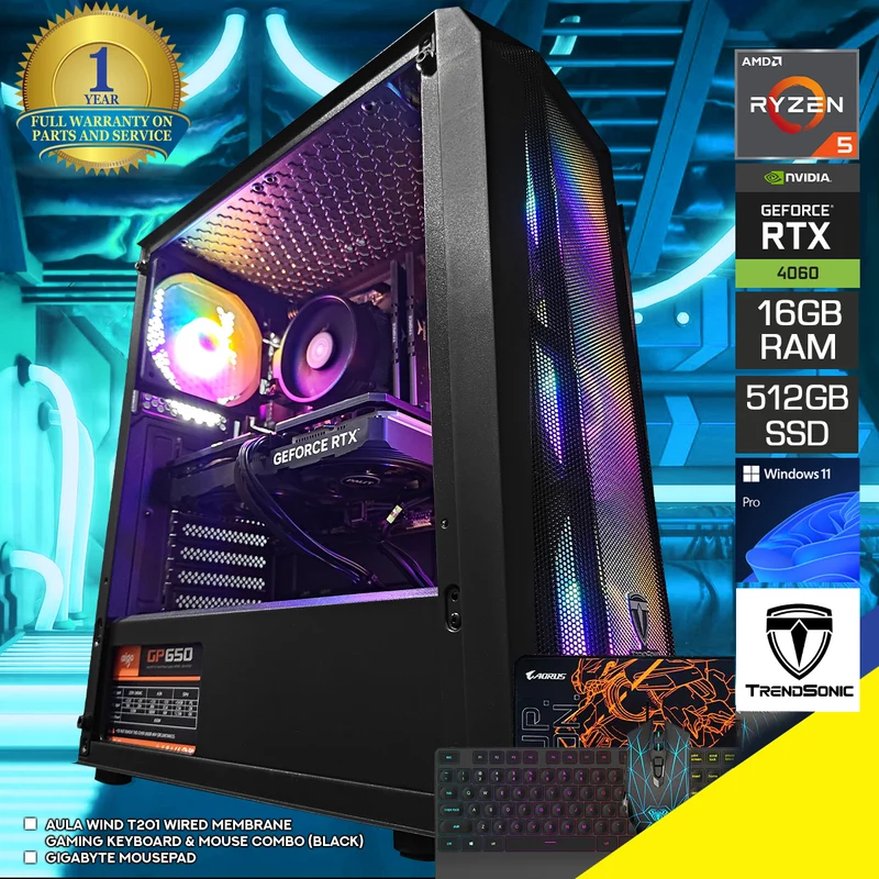 Alpha Cronus Black Desktop Gaming PC | AMD Ryzen 5 5600 | 16GB RAM | 512GB SSD with WiFi + Bluetooth | GeForce RTX 4060 | Windows 11 Pro
