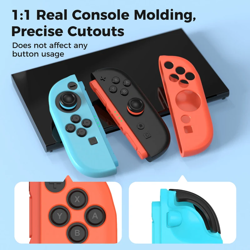 IINE Silicone Protective Case for Nintendo Switch 2 Joy-Con (Black, Orange/Blue) (L1088, L1089)