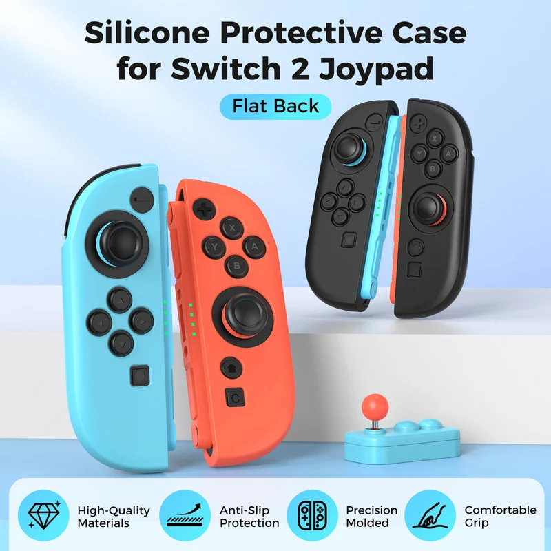 IINE Silicone Protective Case for Nintendo Switch 2 Joy-Con (Black, Orange/Blue) (L1088, L1089)