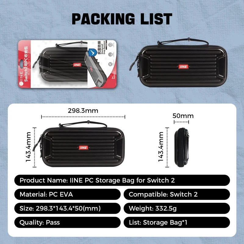 IINE PC Storage Bag for Nintendo Switch 2 (Black) (L1070)