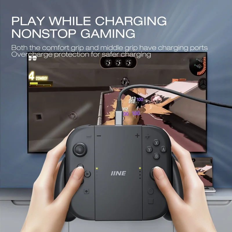 IINE Multi-Function Charging Grip for Nintendo Switch 2 (Black) (L1104)