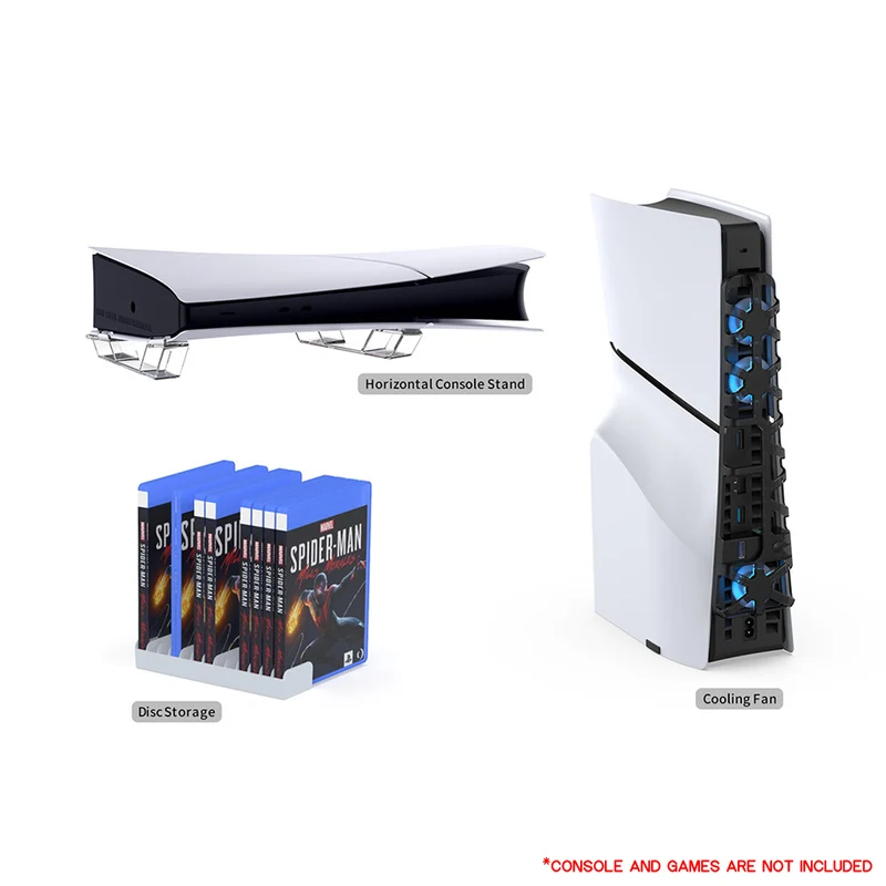 Dobe 3-in-1 Kit includes Horizontal Console Stand / Cooling Fan / Disc Storage for PS5 TP5-35129