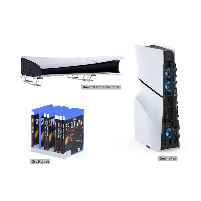 Dobe 3-in-1 Kit includes Horizontal Console Stand / Cooling Fan / Disc Storage for PS5 TP5-35129