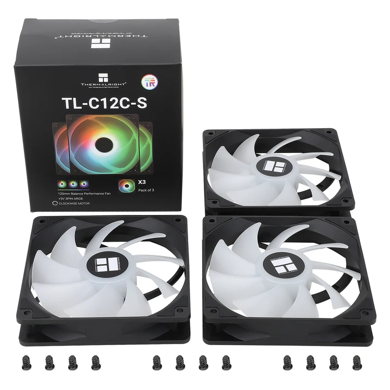Thermalright TL-C12C-S ARGB 120mm High Performance PWM Case Fan (Black) (3-Pack)