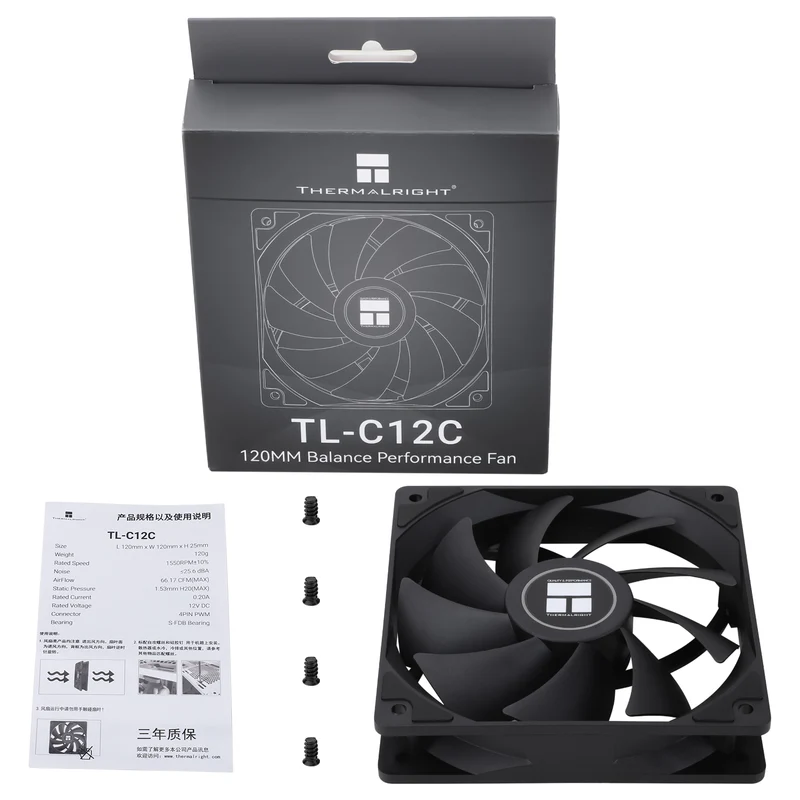 Thermalright TL-C12C 120mm High Performance PWM Case Fan (Black)